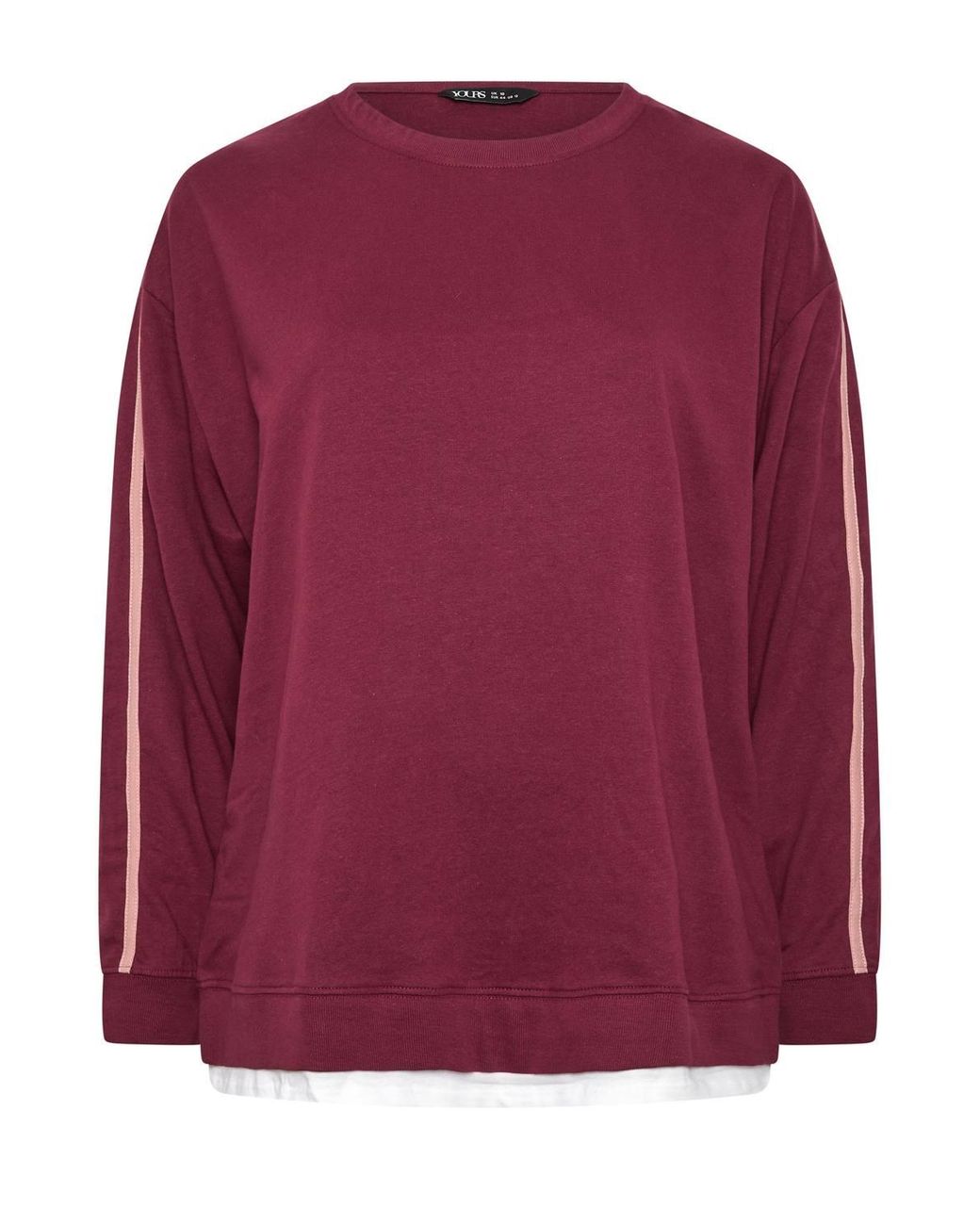 Yours Red 2-In-1 Side Stripe Cotton Sweatshirt