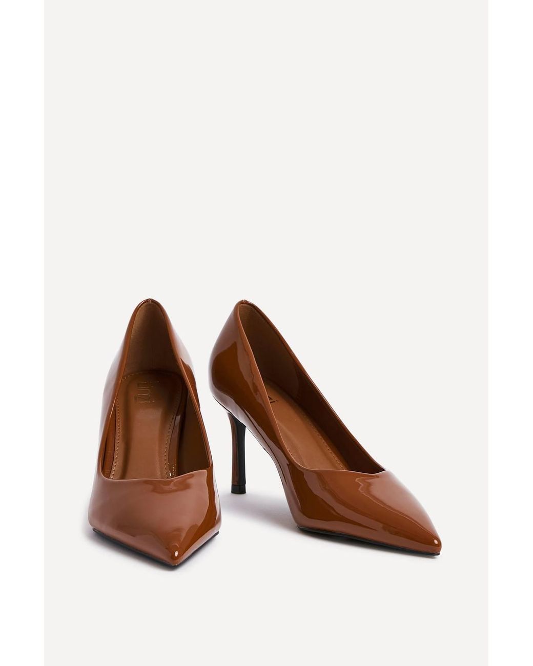Linzi Brown Classic Cognac Patent Court Heels
