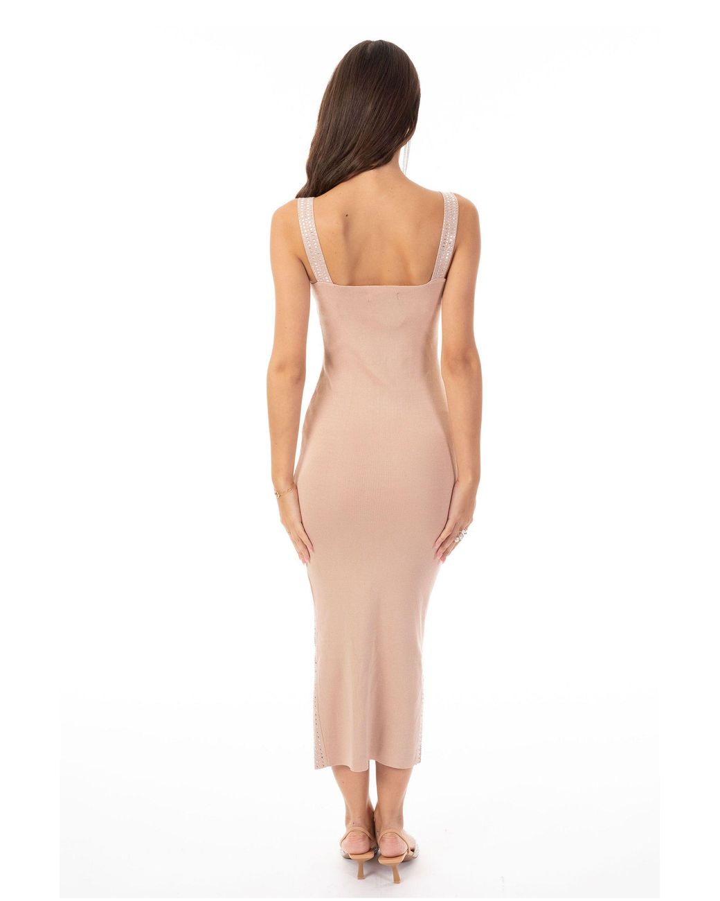 CY Natural Multi Diamond Sequin Maxi Dress