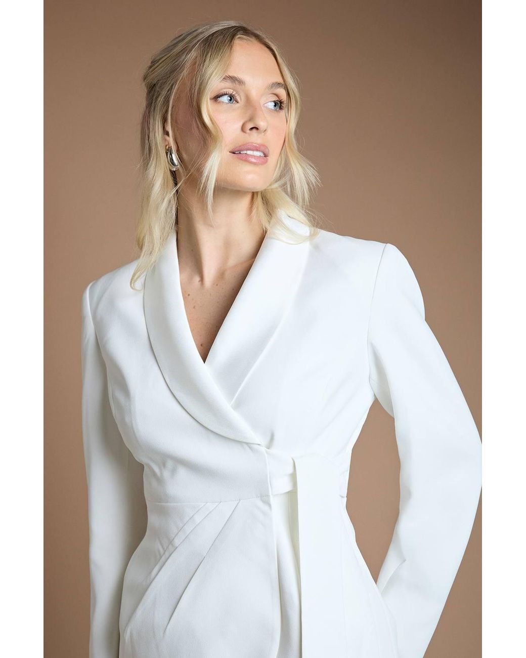 Coast Blue Wrap Front Satin Lapel Wedding Blazer