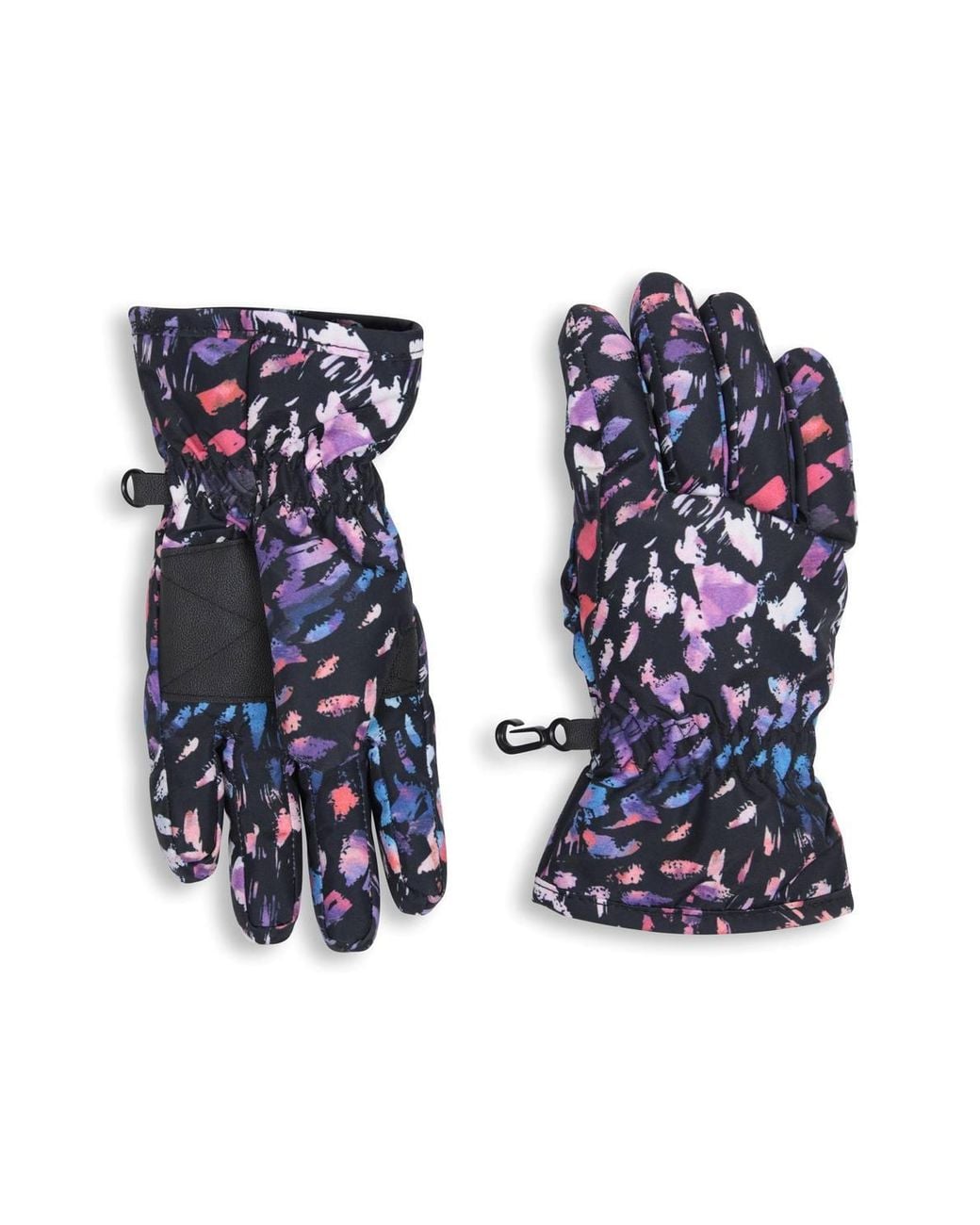Mountain Warehouse Blue Printed Soft Warm Snowproof Stretch Cuffs Fleece Lined Ski Gloves for men