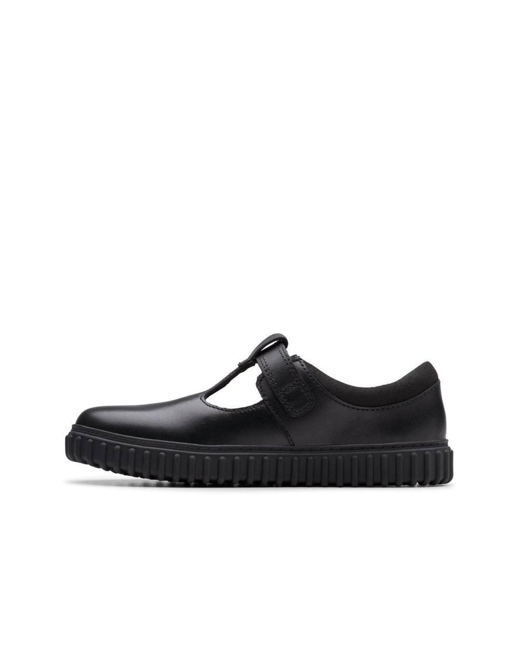 Clarks Black Cove Hope Kid Leather T Bar Shoes