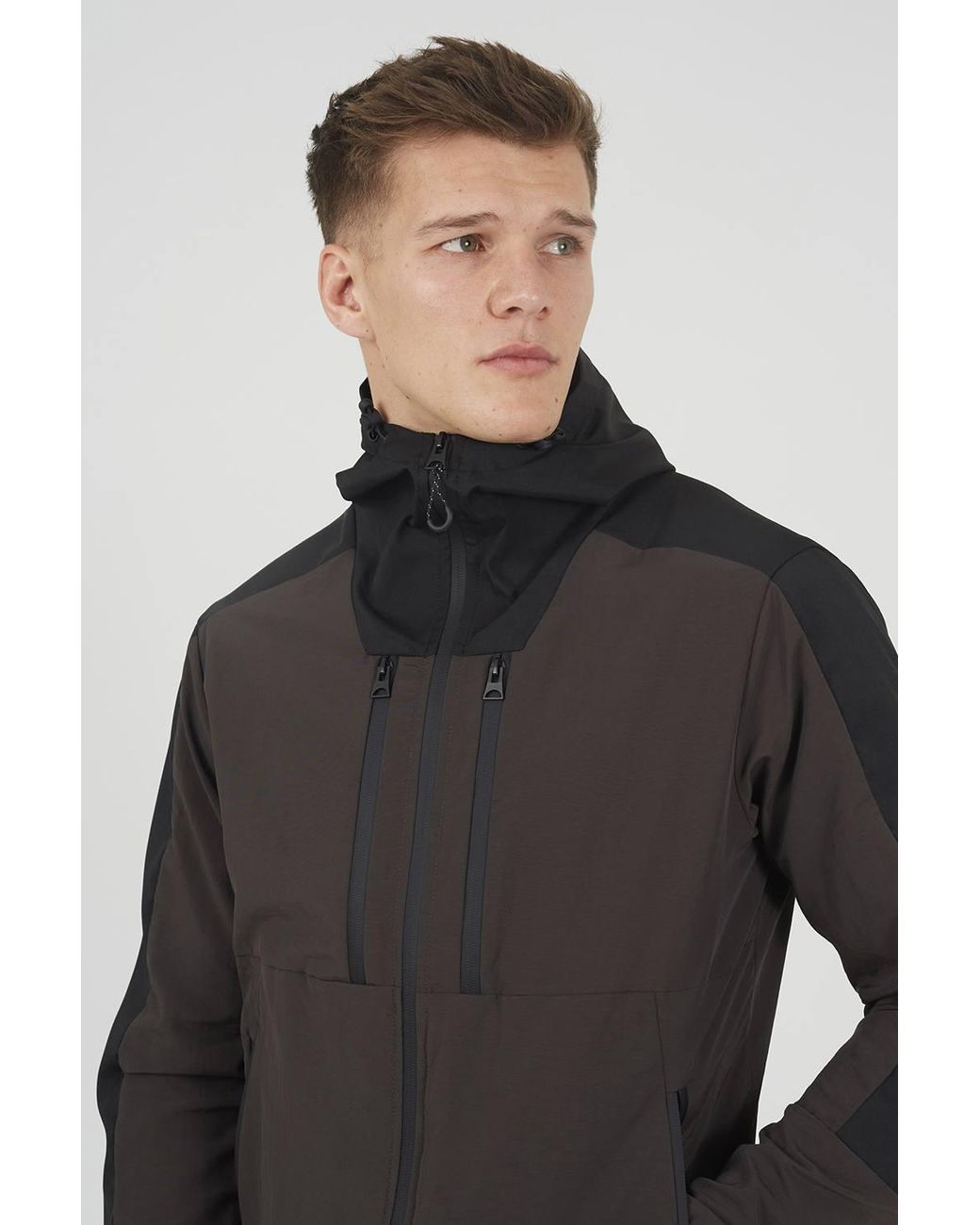 Brave Soul Black Colourblock Windrunner Jacket for men