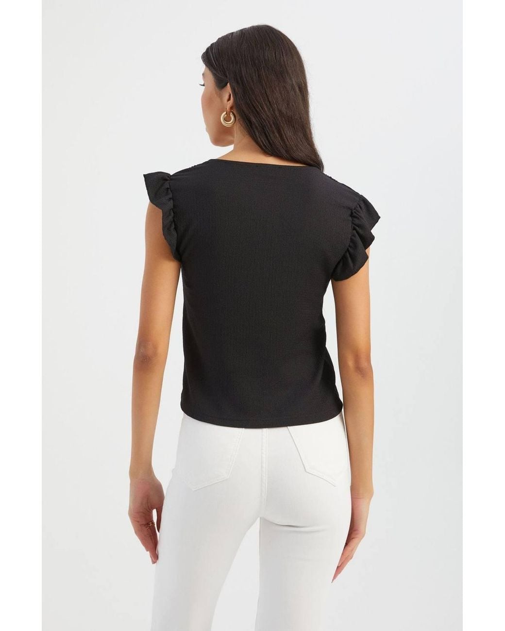 Hiccup Black V Neck Short Sleeve Blouse