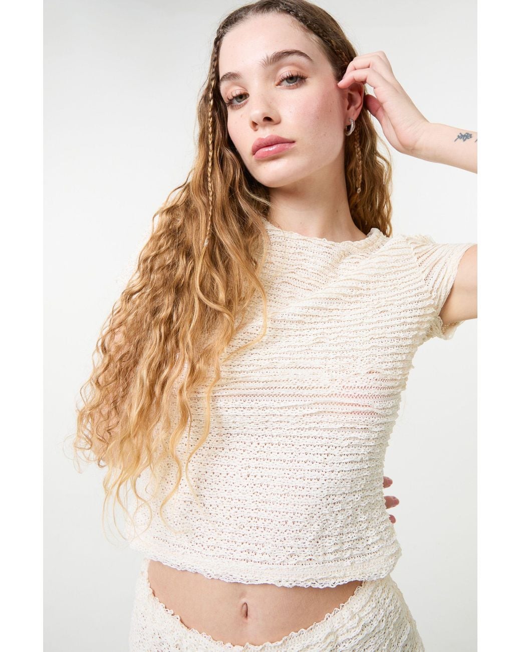 Pink Vanilla Black Textured Stretch Jersey Top