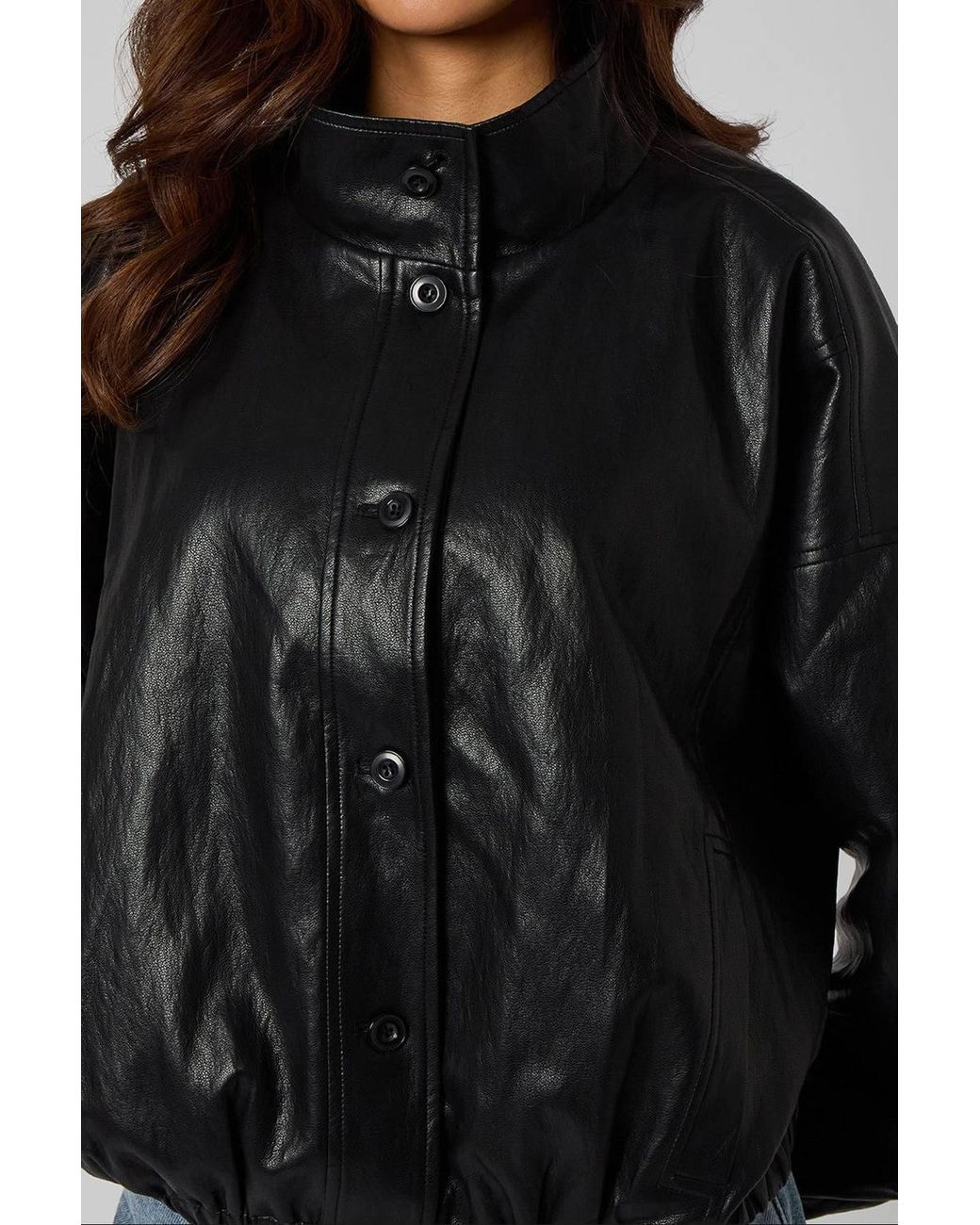 Urban Bliss Blue Pu Oversized Jacket