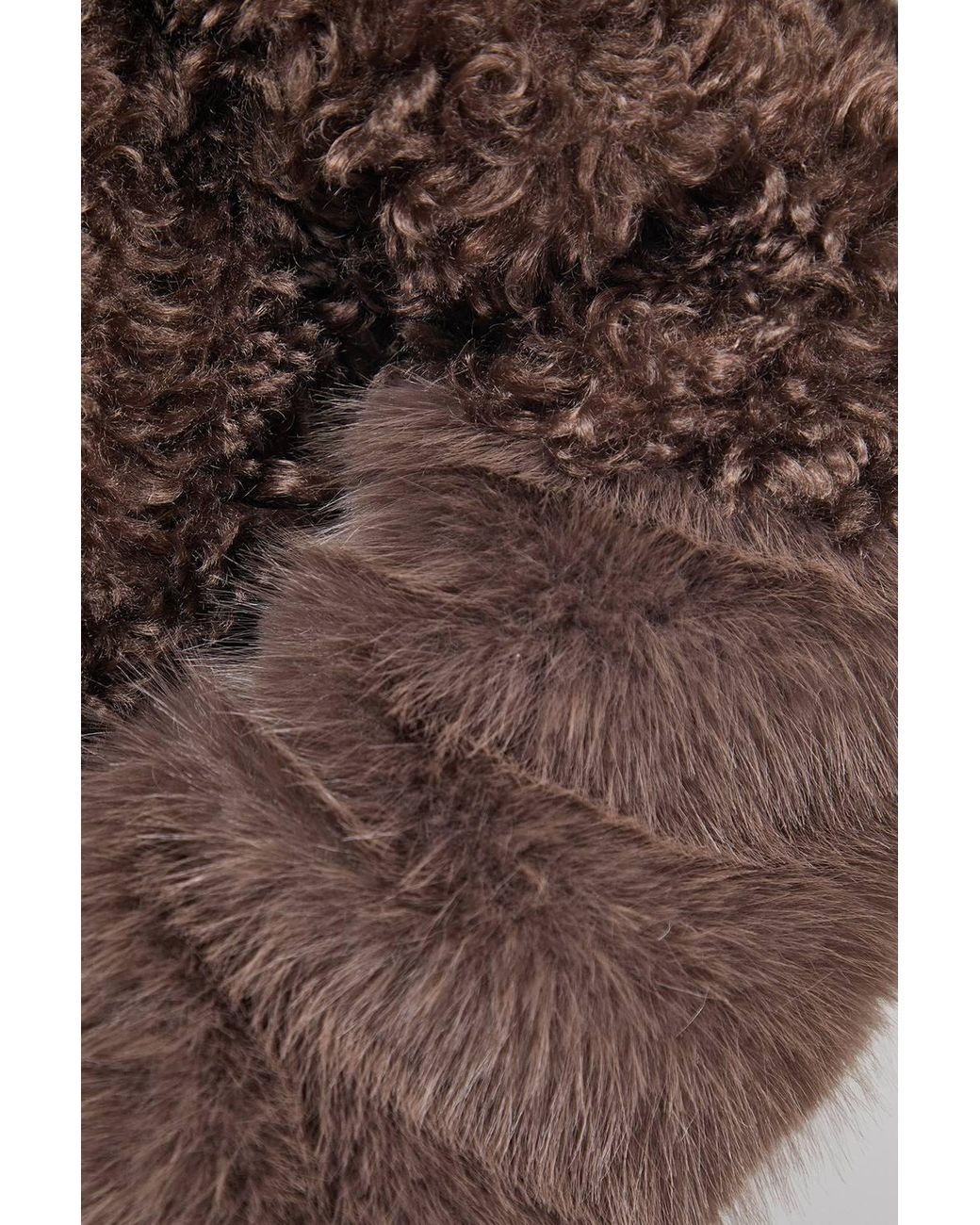Warehouse Brown Patchwork Fur Midi Coat