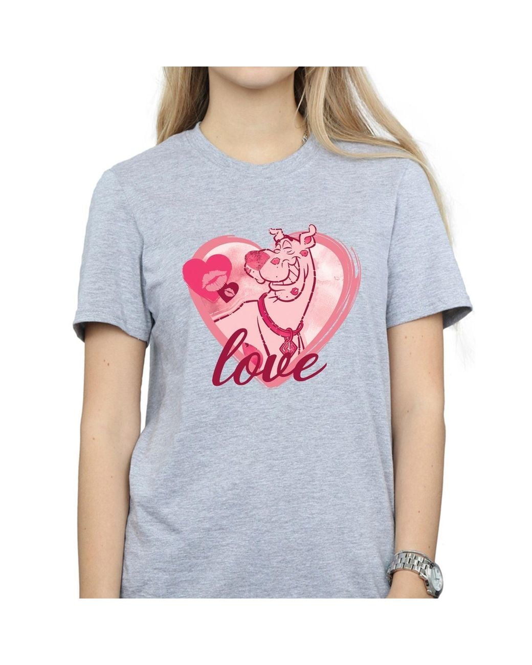 Scooby Doo Gray Love Kisses Boyfriend T-Shirt