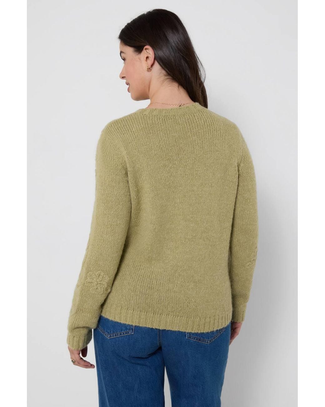 Joe Browns Green Floral Embroidered Jumper