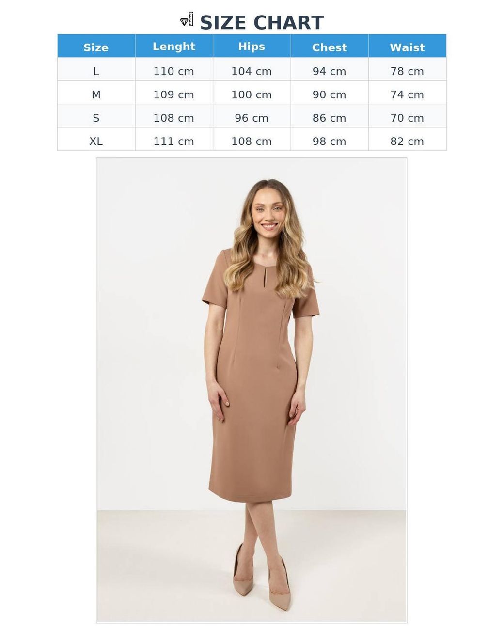 Love Lace Natural Day Dress With Fitted Silhouette & Slit