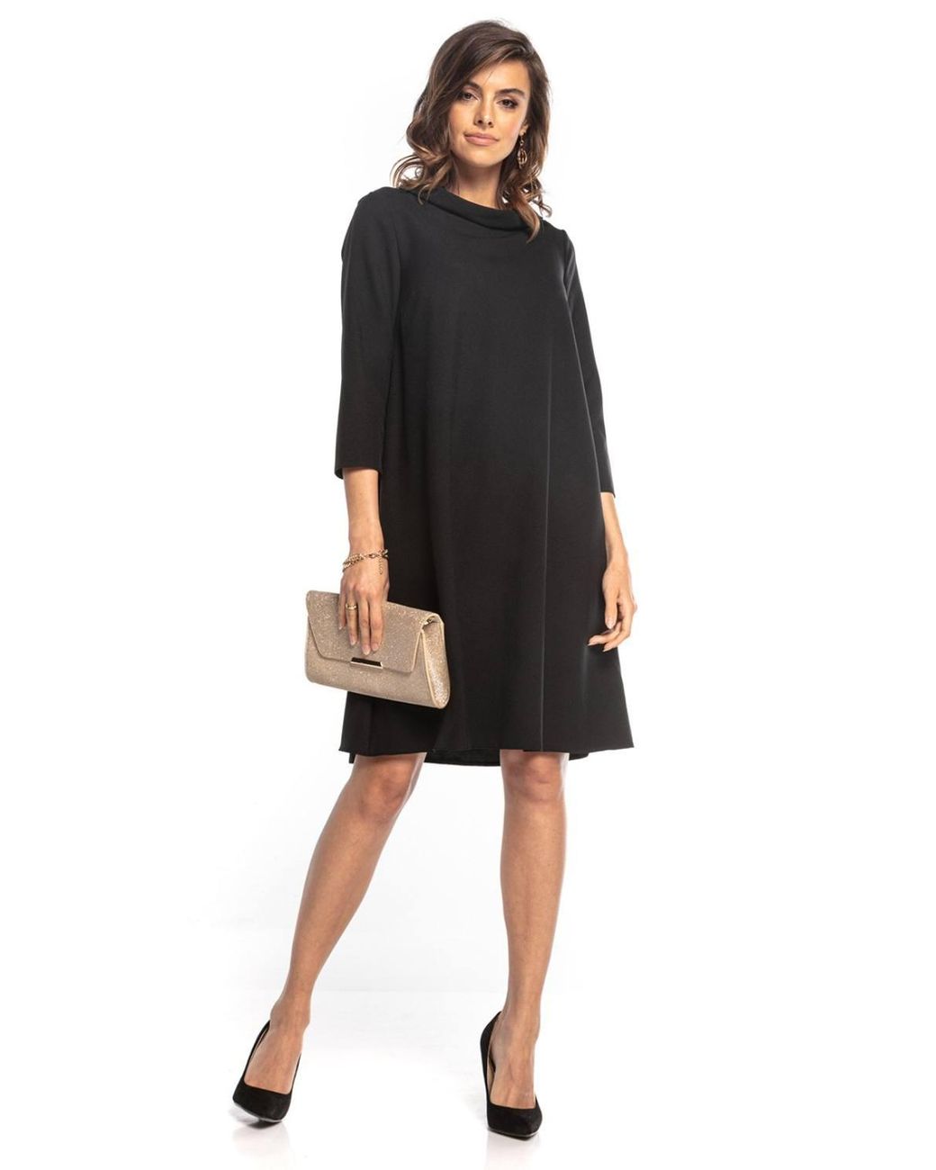 Love Lace Black Jackie Kennedy Trapeze Midi Dress