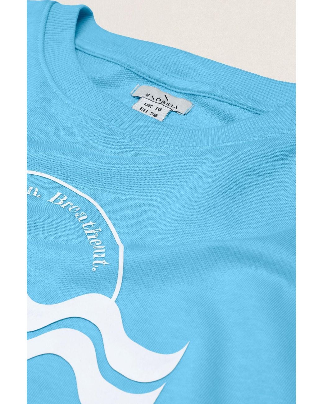 Enorsia Blue Oversized Terry Crop Sweatshirt