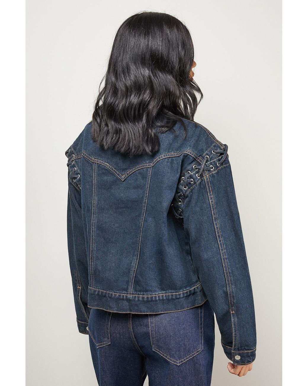 Warehouse Blue Whipstitch Detail Washed Denim Jacket