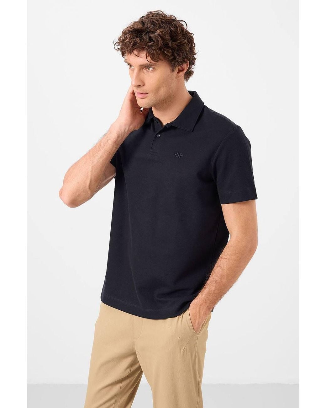 TOMMY LIFE Blue Cotton-Blend Polo T-Shirt for men