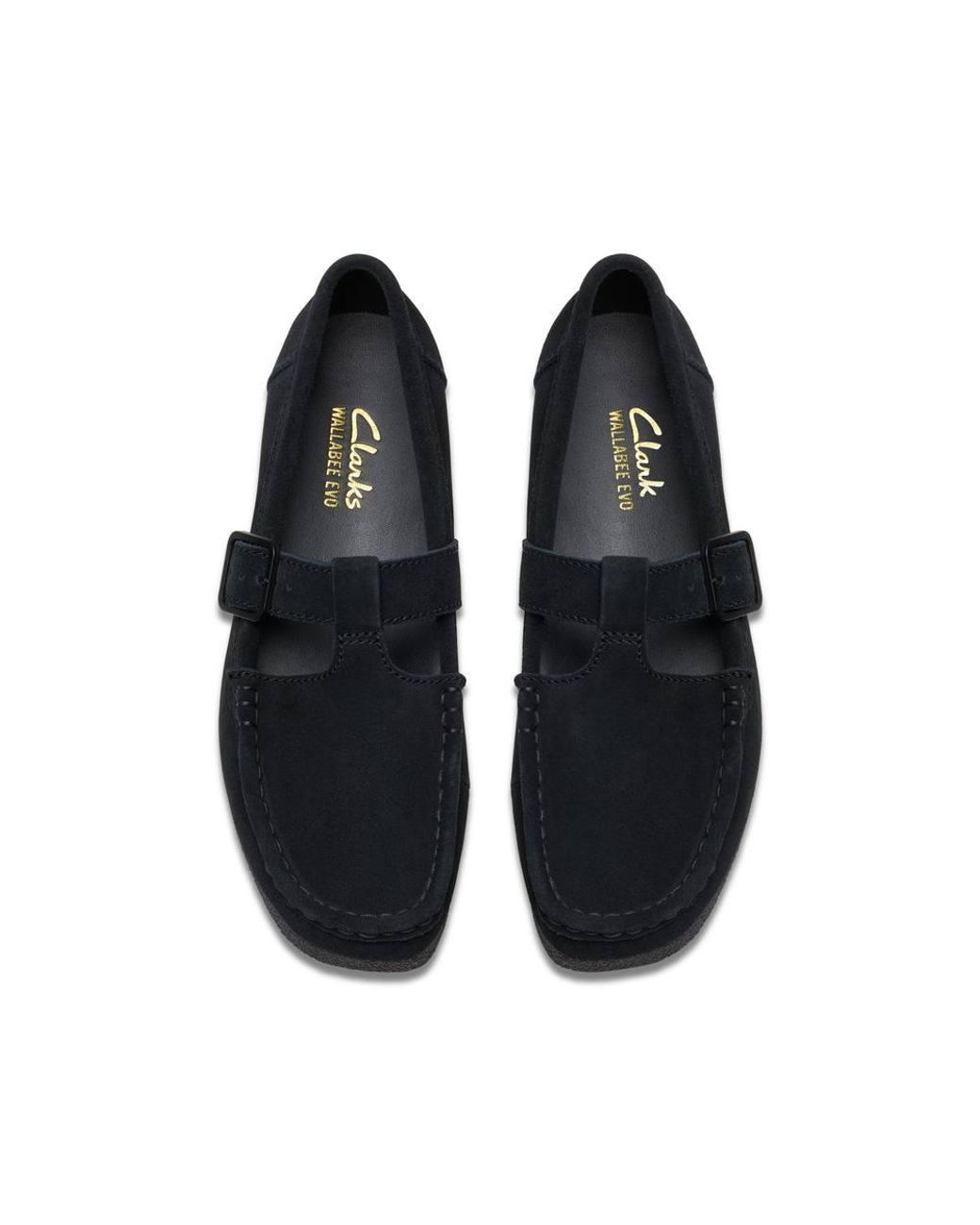 Clarks Black Wallabee Evo Bar Suede T Bar Shoes, Wallabee
