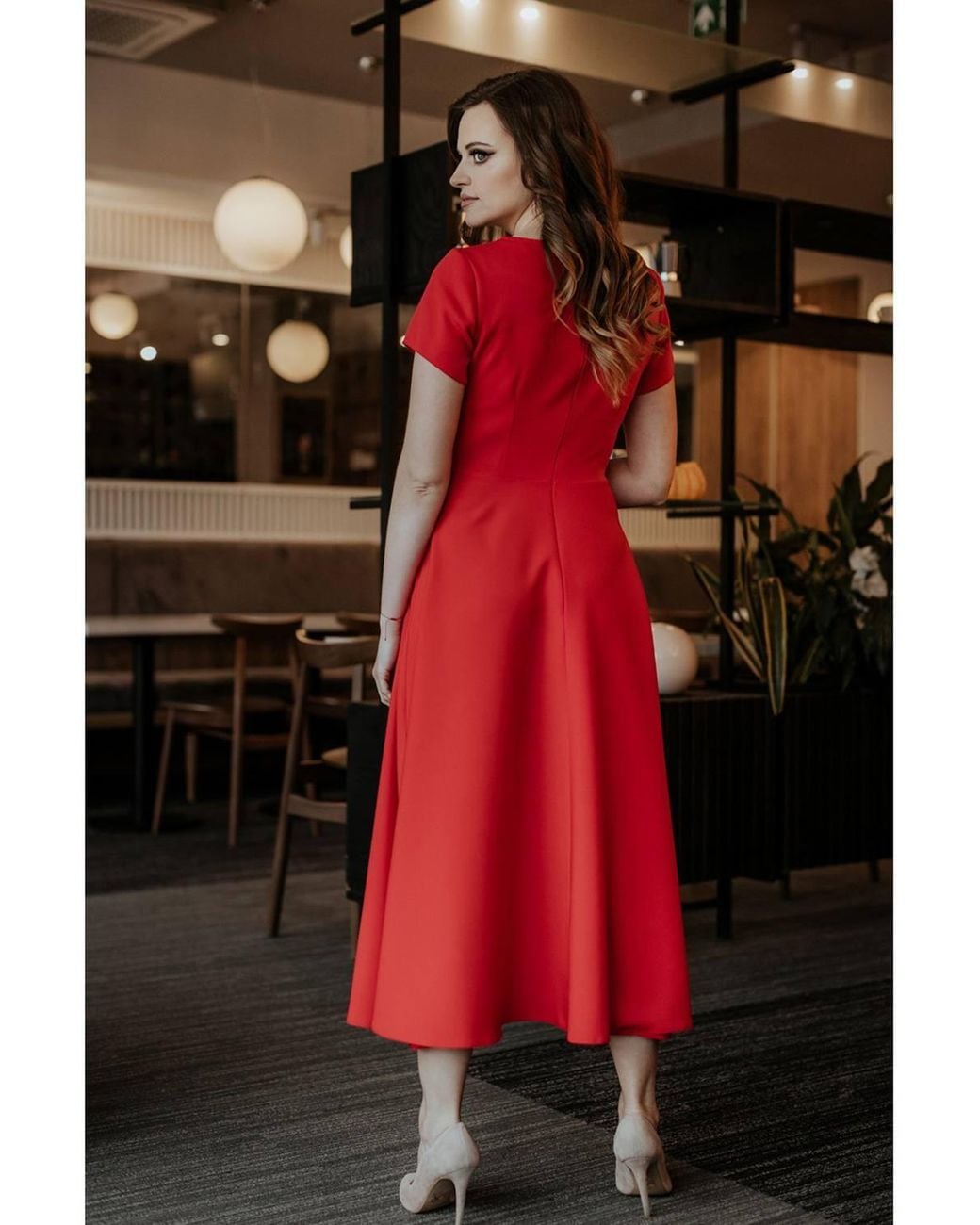 Love Lace Stretch Flared Short Sleeve Maxi Dress