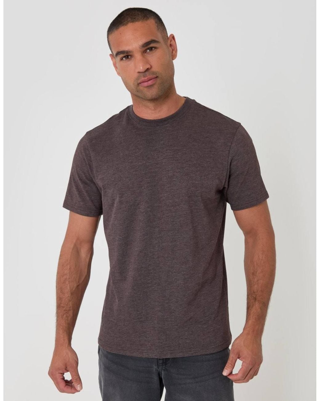 Threadbare Gray Peached Crew Neck T-Shirt for men