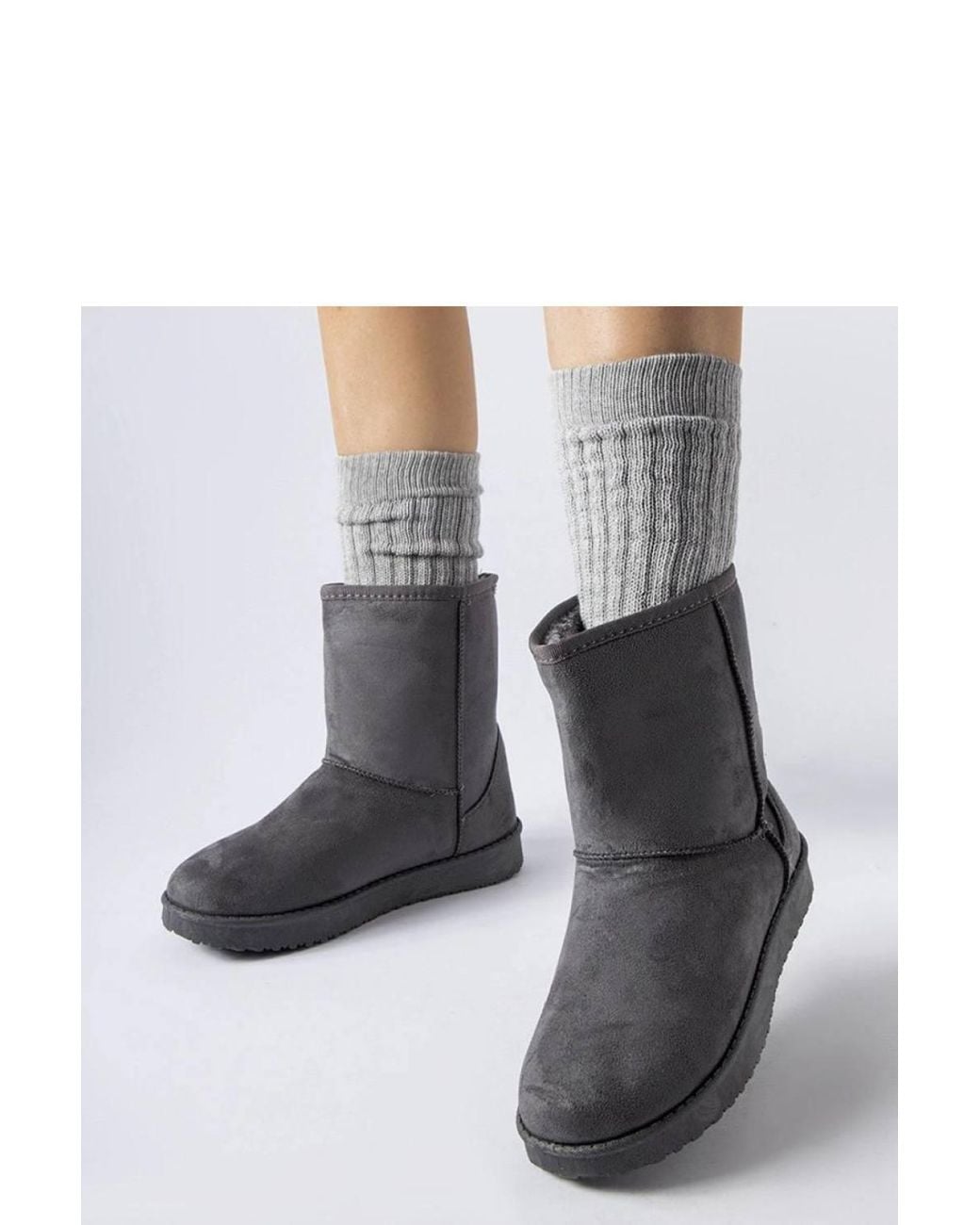 Love Lace Gray Classic Insulated Snow Boots With Grippy Rubber Sole Platform
