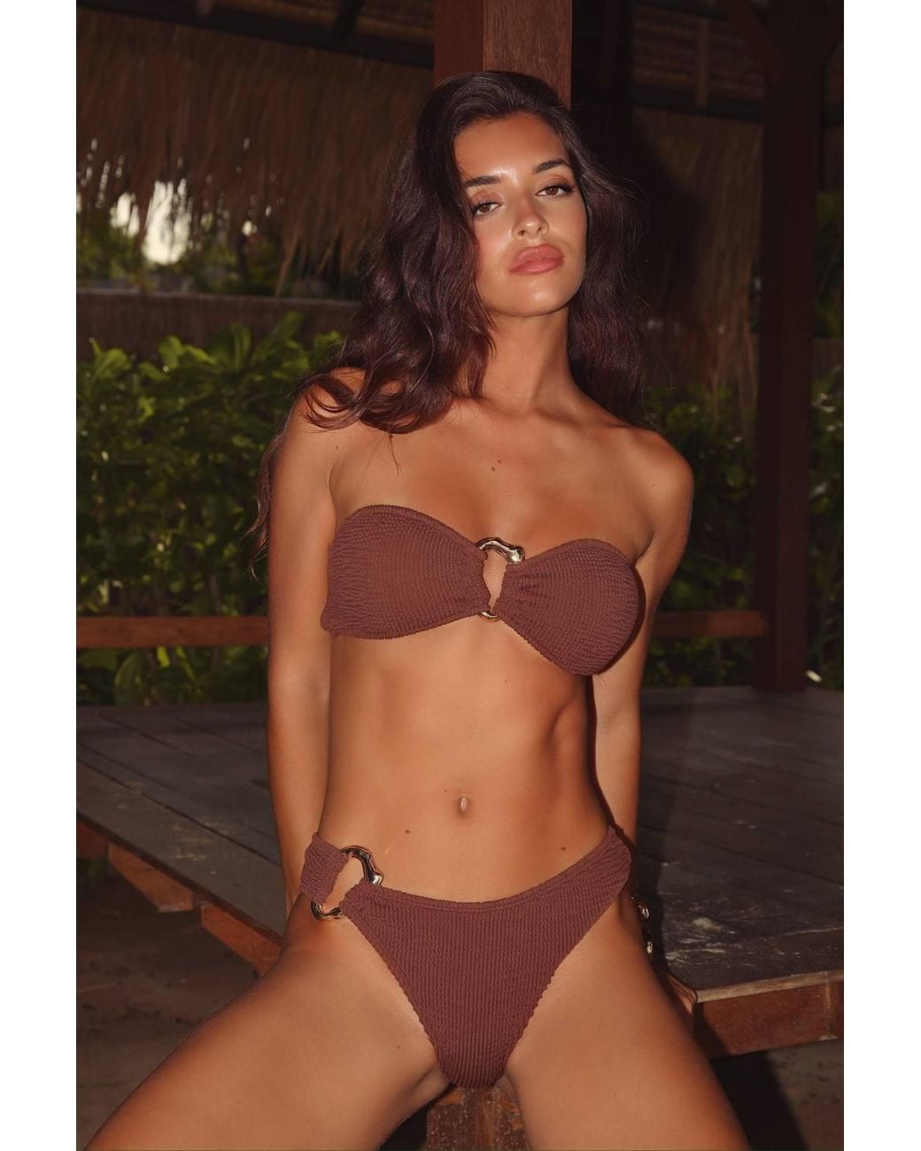 Moda Minx Brown Coffee Mangole Scrunch Fixed Bikini Bottoms