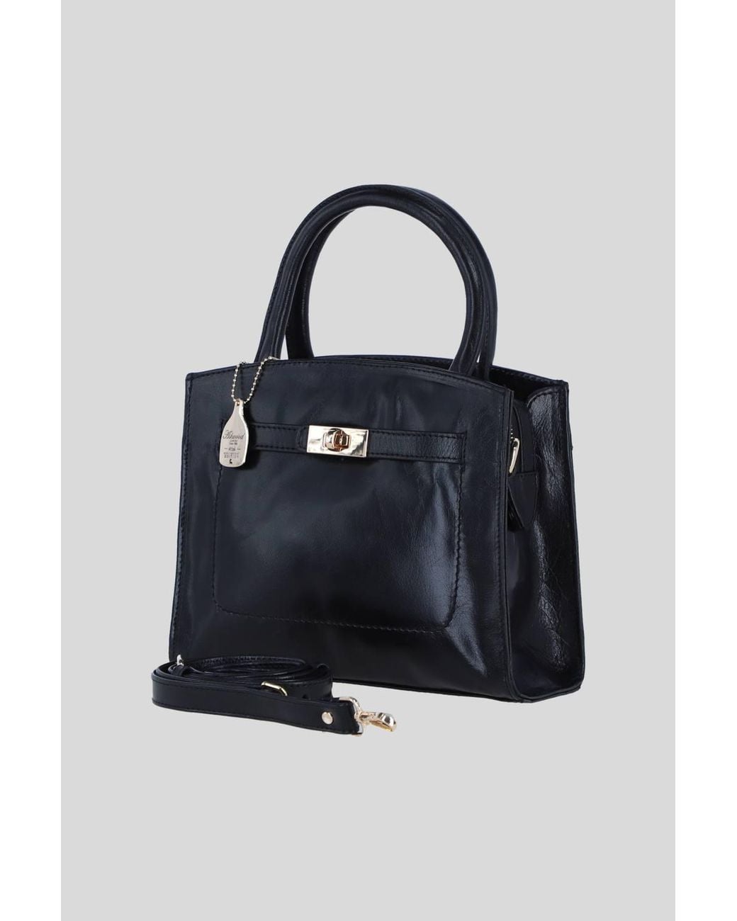 Ashwood Leather Blue Genuine Leather Structured Handbag With Detachable Crossbody Strap
