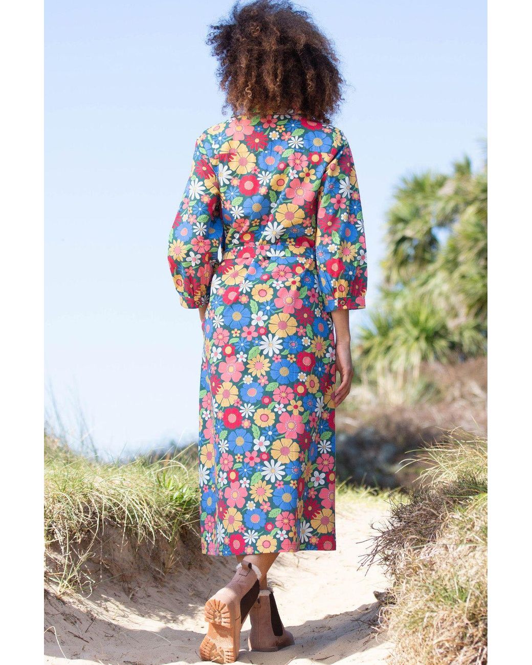 Kite Multicolor Morcombelake 3/4 Sleeve Poplin Dress