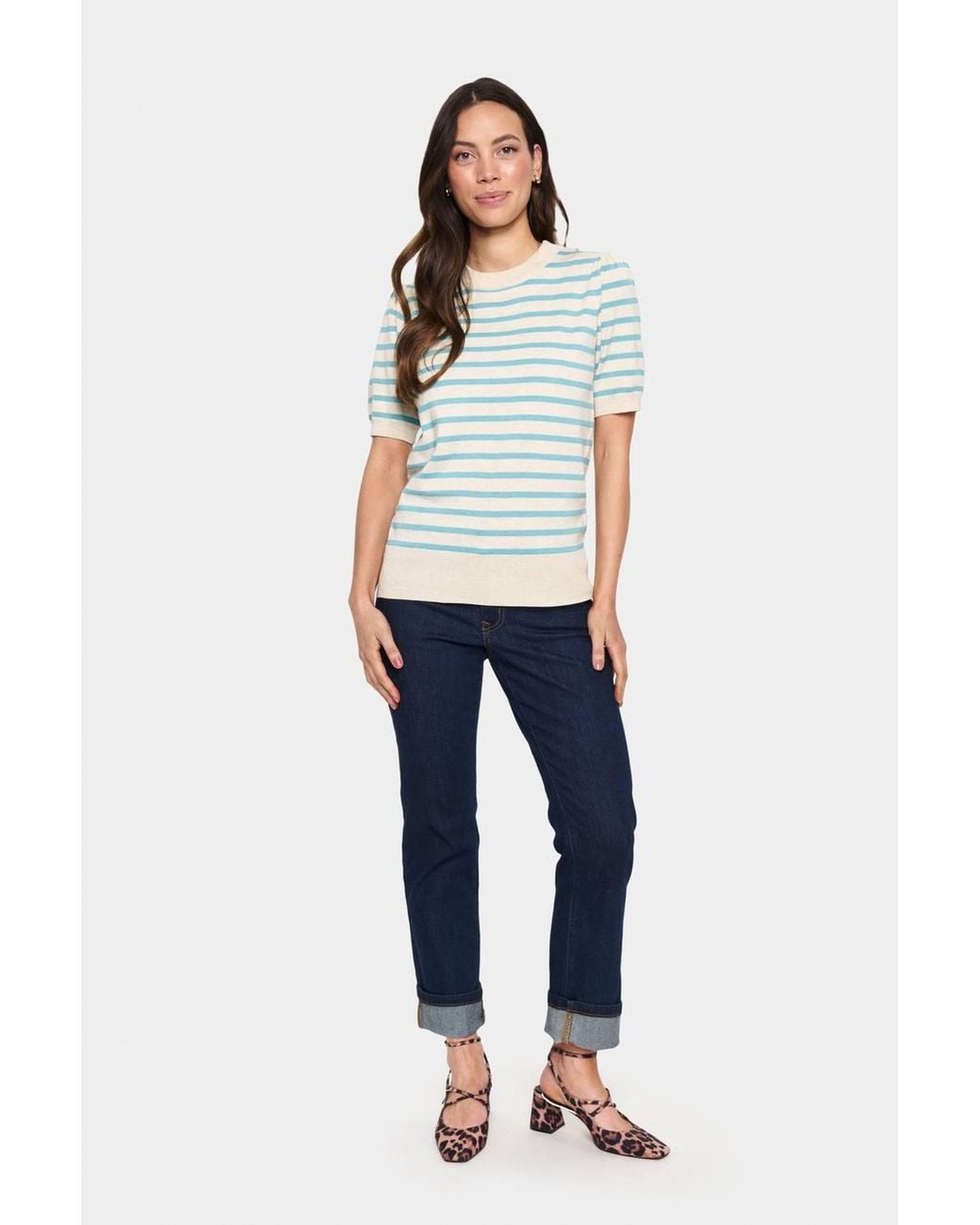 Saint Tropez White Milasz Striped Pullover Top