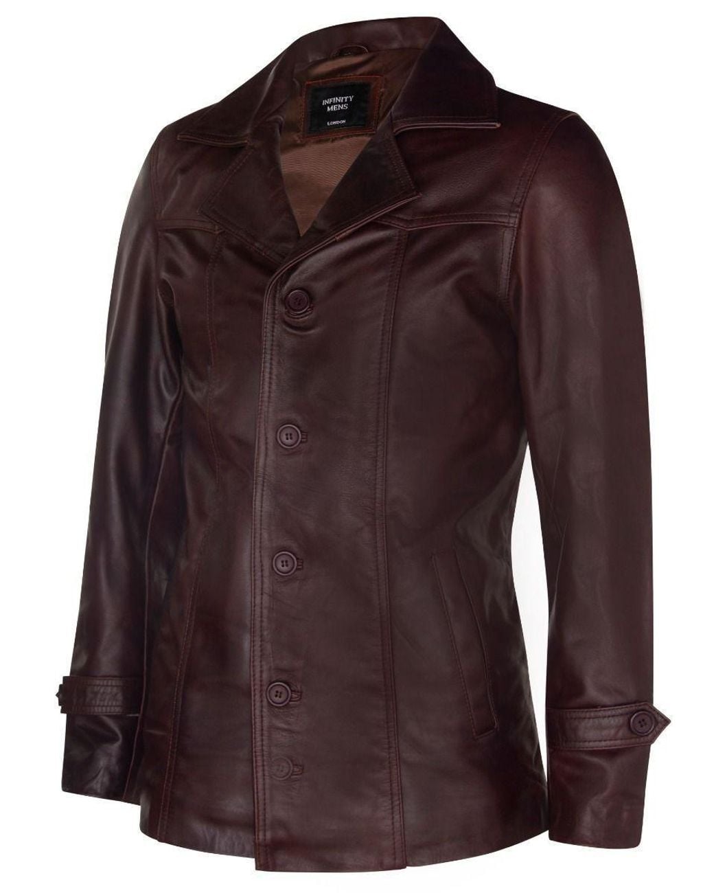 Infinity Leather Brown Vintage Trench Style Leather Coat-Macau for men