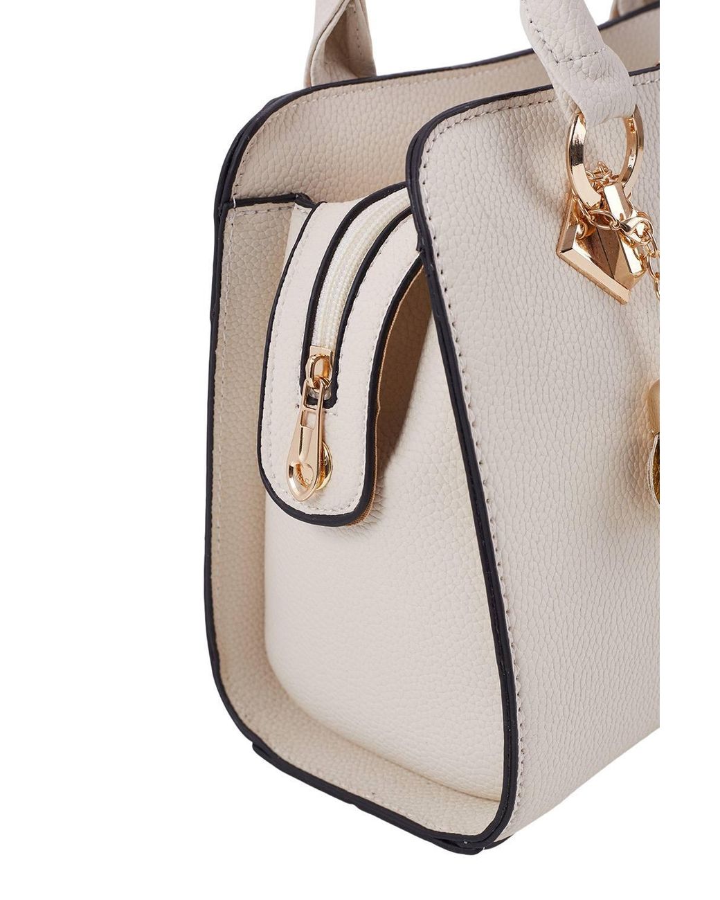 MODISHION White Elegant Lychee Grain Top Handbag With Cute Pendants