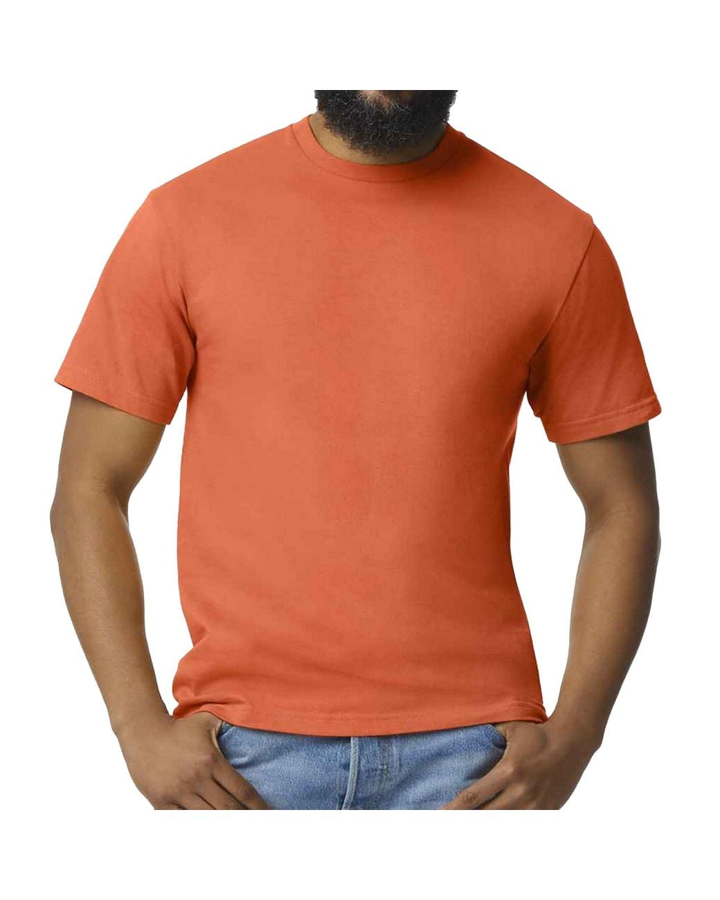 Gildan Orange Midweight Soft Touch T-Shirt for men