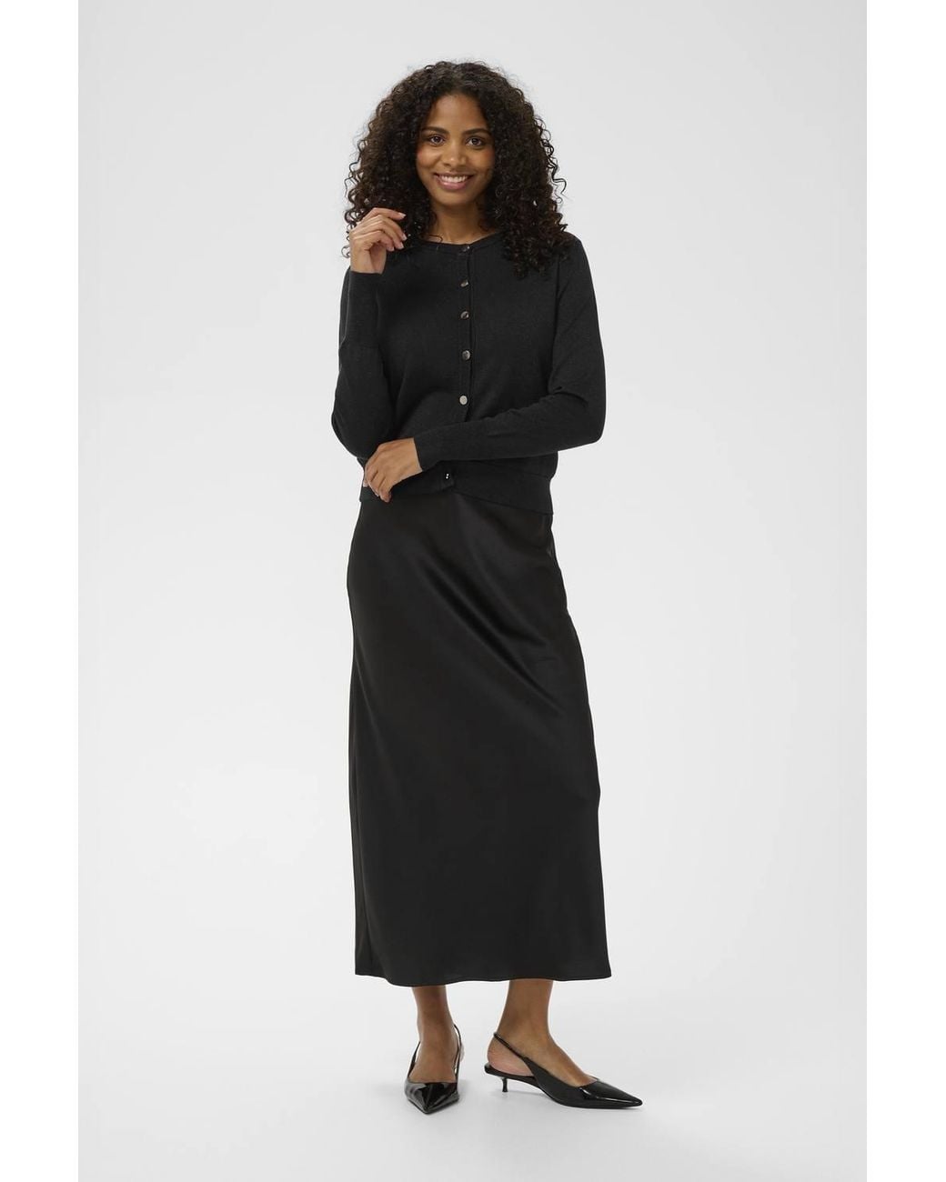 Kaffe Black Karegina Crew Neck Long Sleeve Cardigan