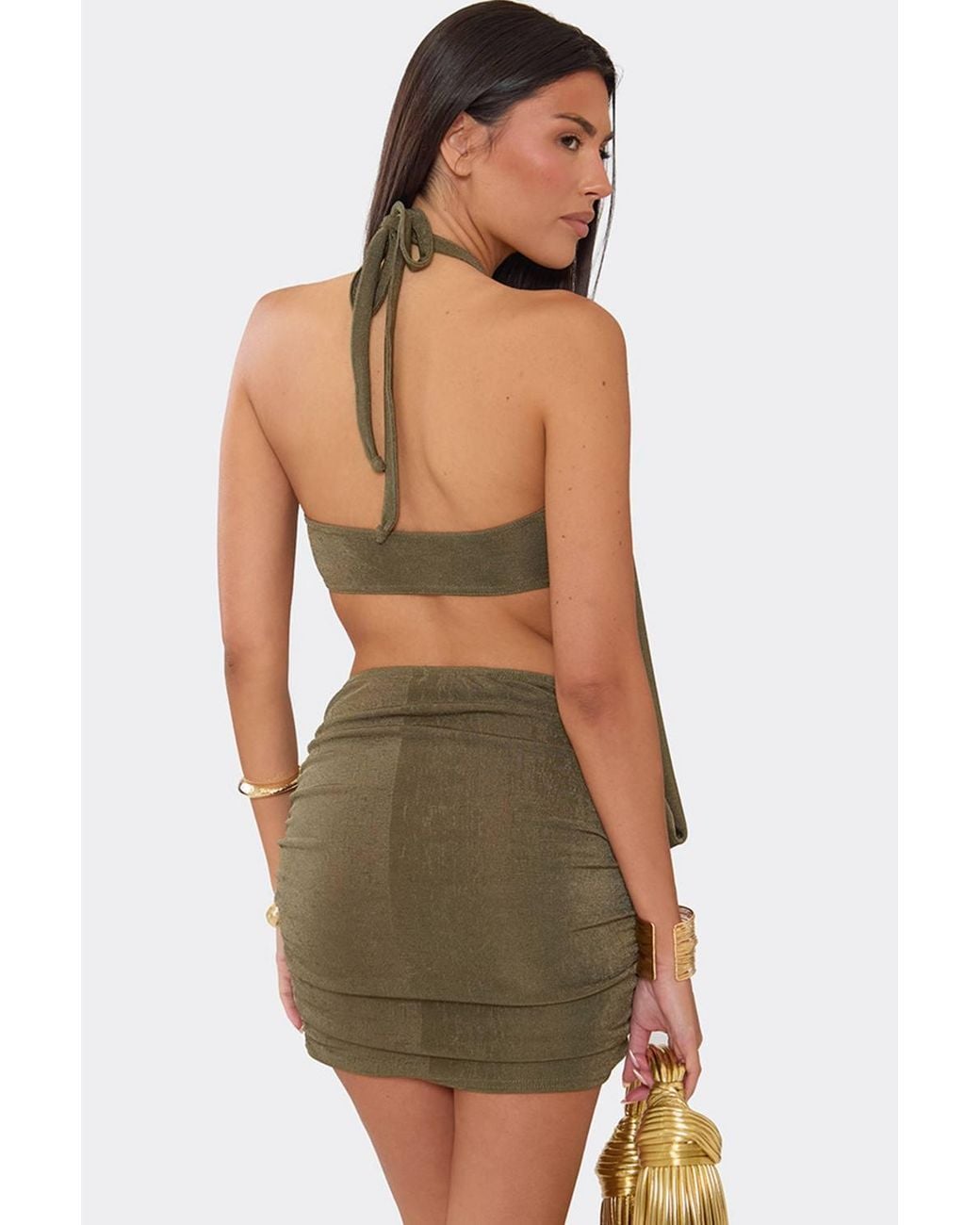 EGO Green Sleeveless Drape Mini Dress