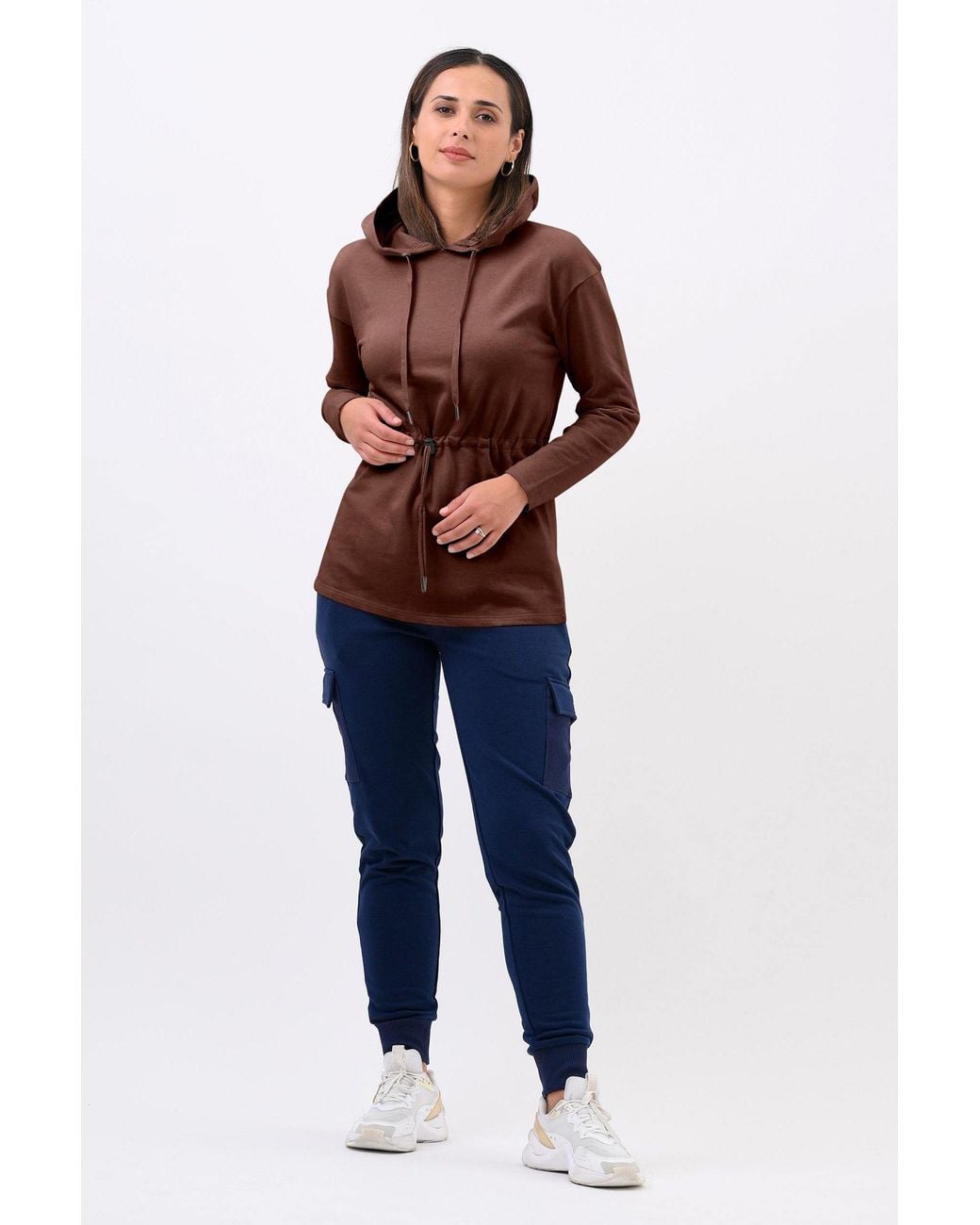 Enorsia Brown Relaxed Fit Terry Sweatshirt