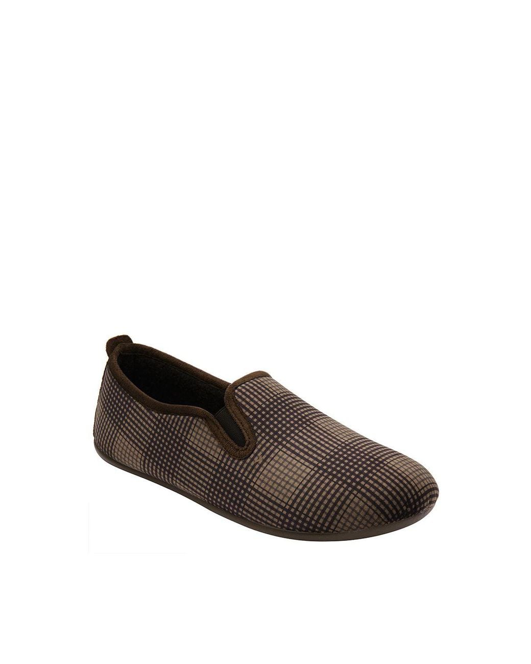 Lotus Brown 'Enrique' Check-Print Full Slippers for men