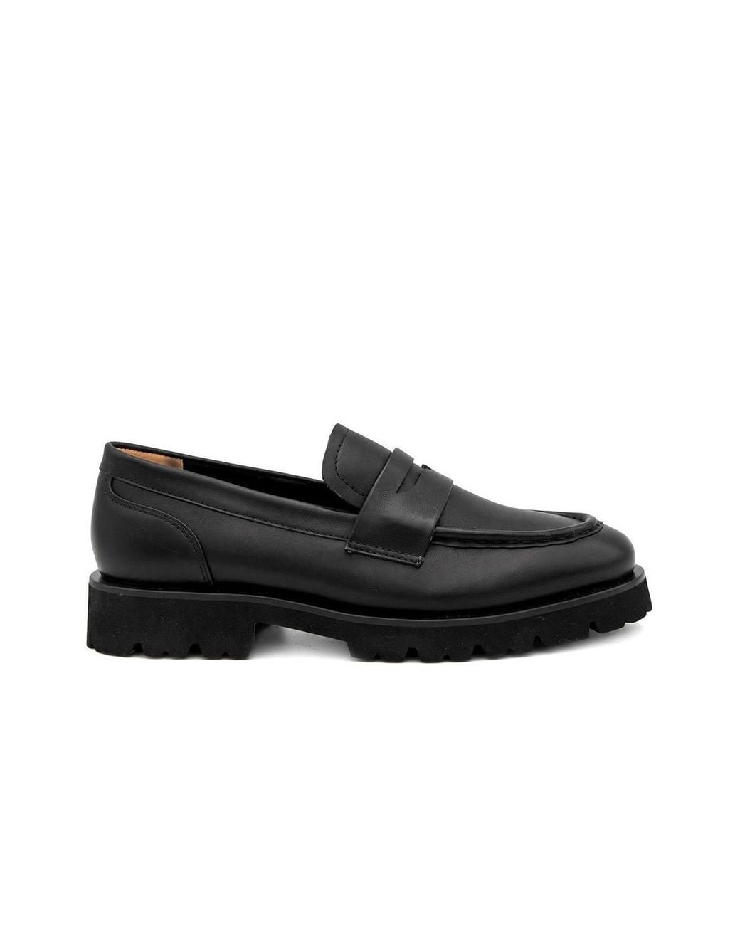 Jones Bootmaker Black Palmela Chunky Leather Penny Loafers
