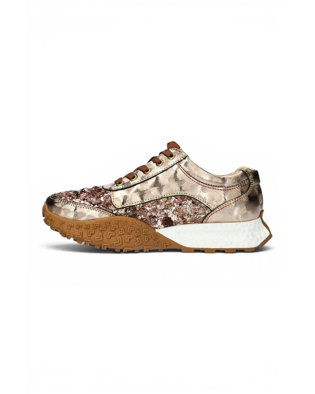 Infinity Leather Metallic Floral Leather Trainer Sneaker Shoes