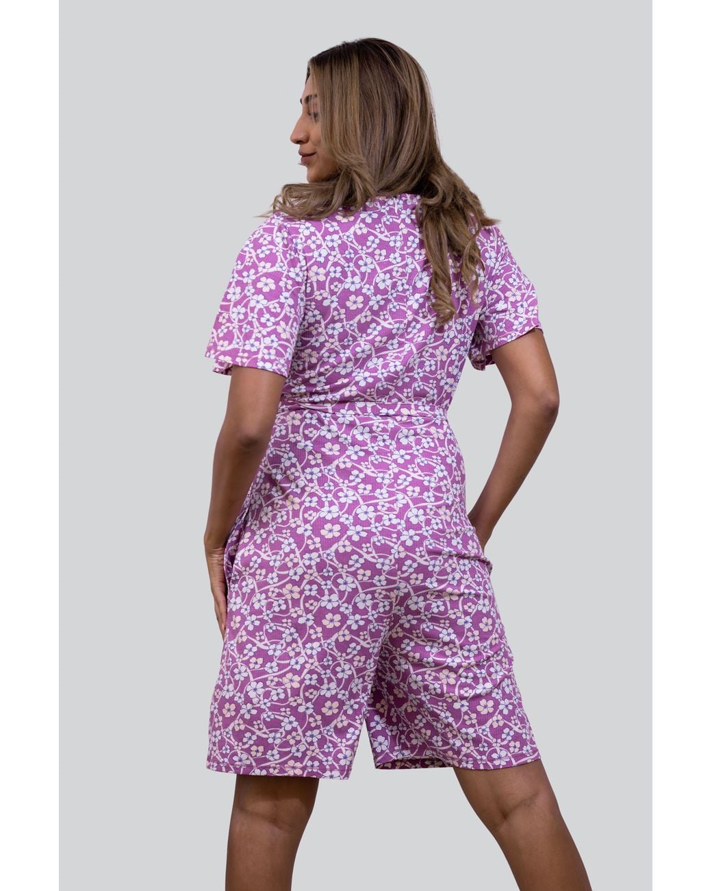 Enorsia Pink Ditsy Floral Jersey Playsuit