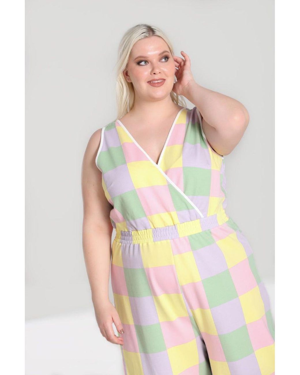 Hell Bunny White Mila Jumpsuit Multi Colour