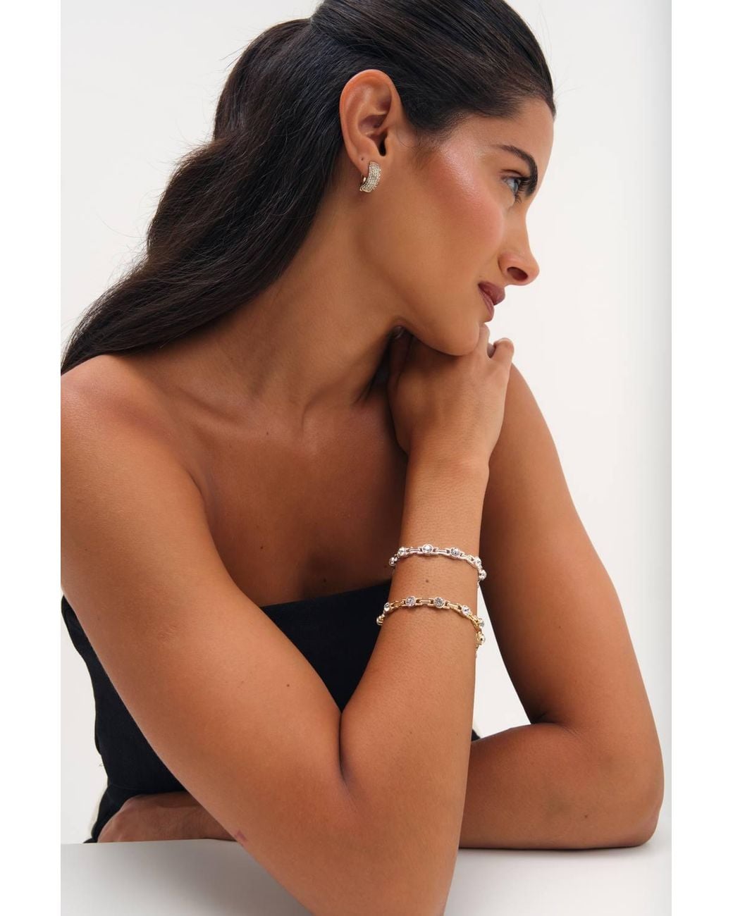 Jon Richard Blue Plated & Crystal Link Bracelet