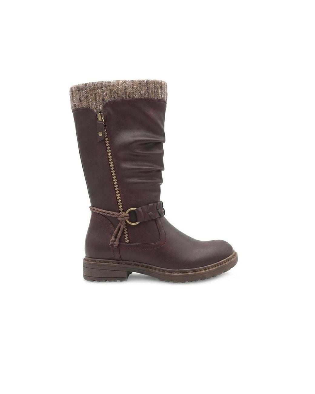 Pavers Brown Kitted Cuff Zip Fasten Riding Boots