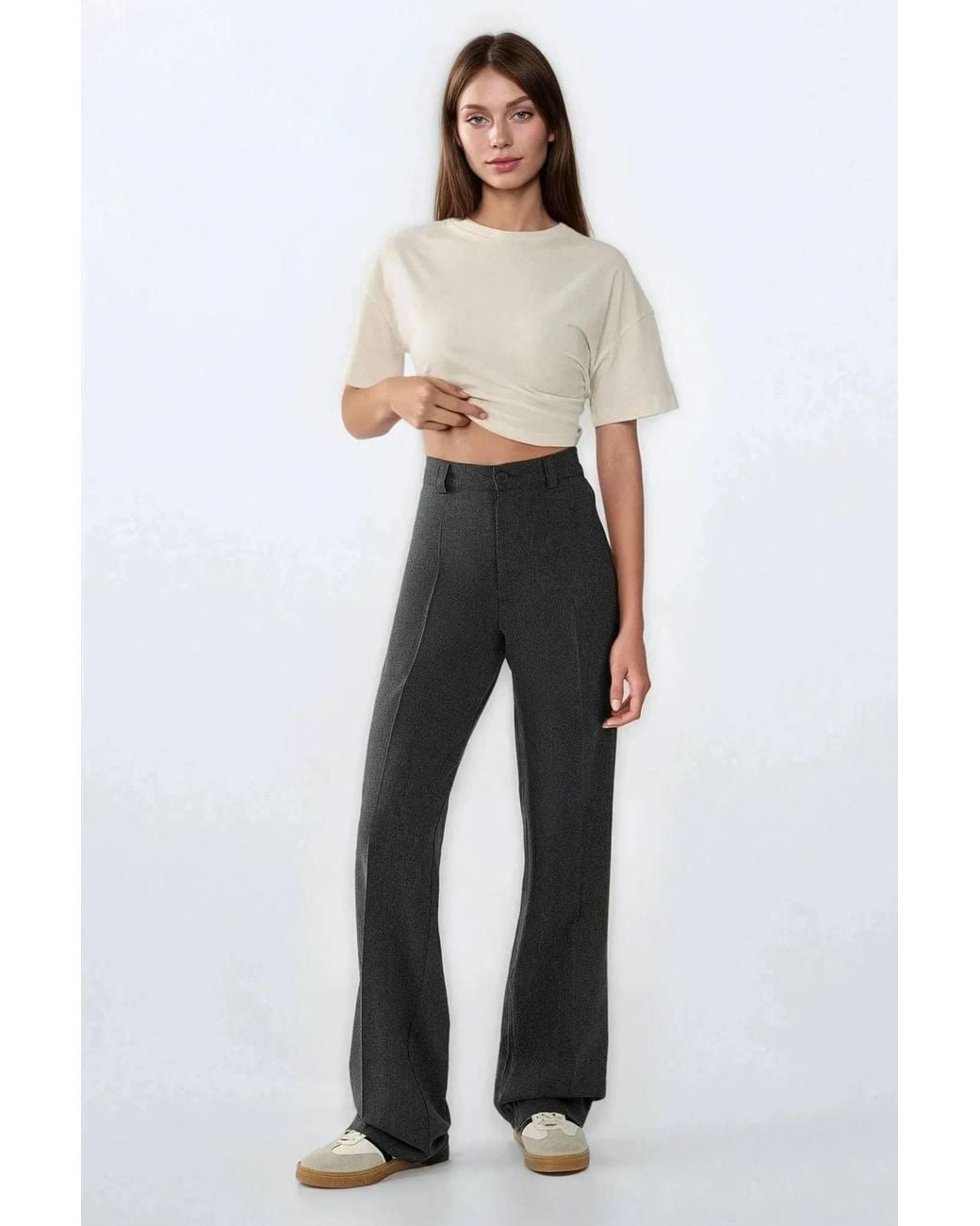 Hiccup Black High Waist Straight Leg Pants