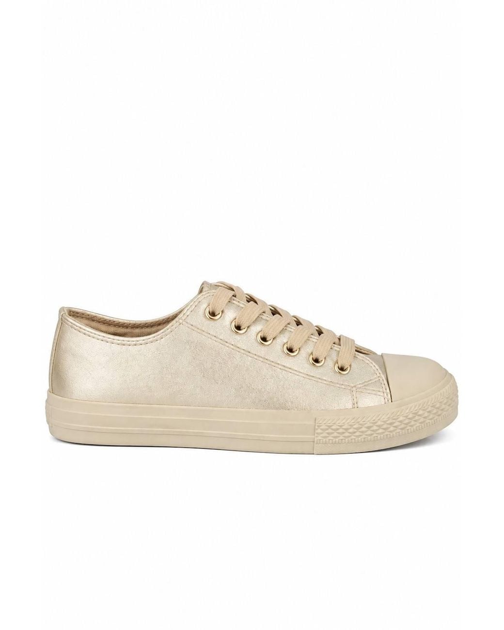 Spot on Natural Metallic Lace Up Casual Trainers