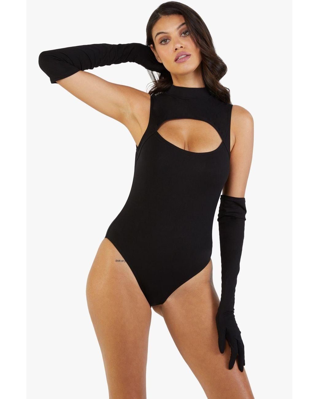 Playful Promises Black Jessenia High-Necked Body With Gloves