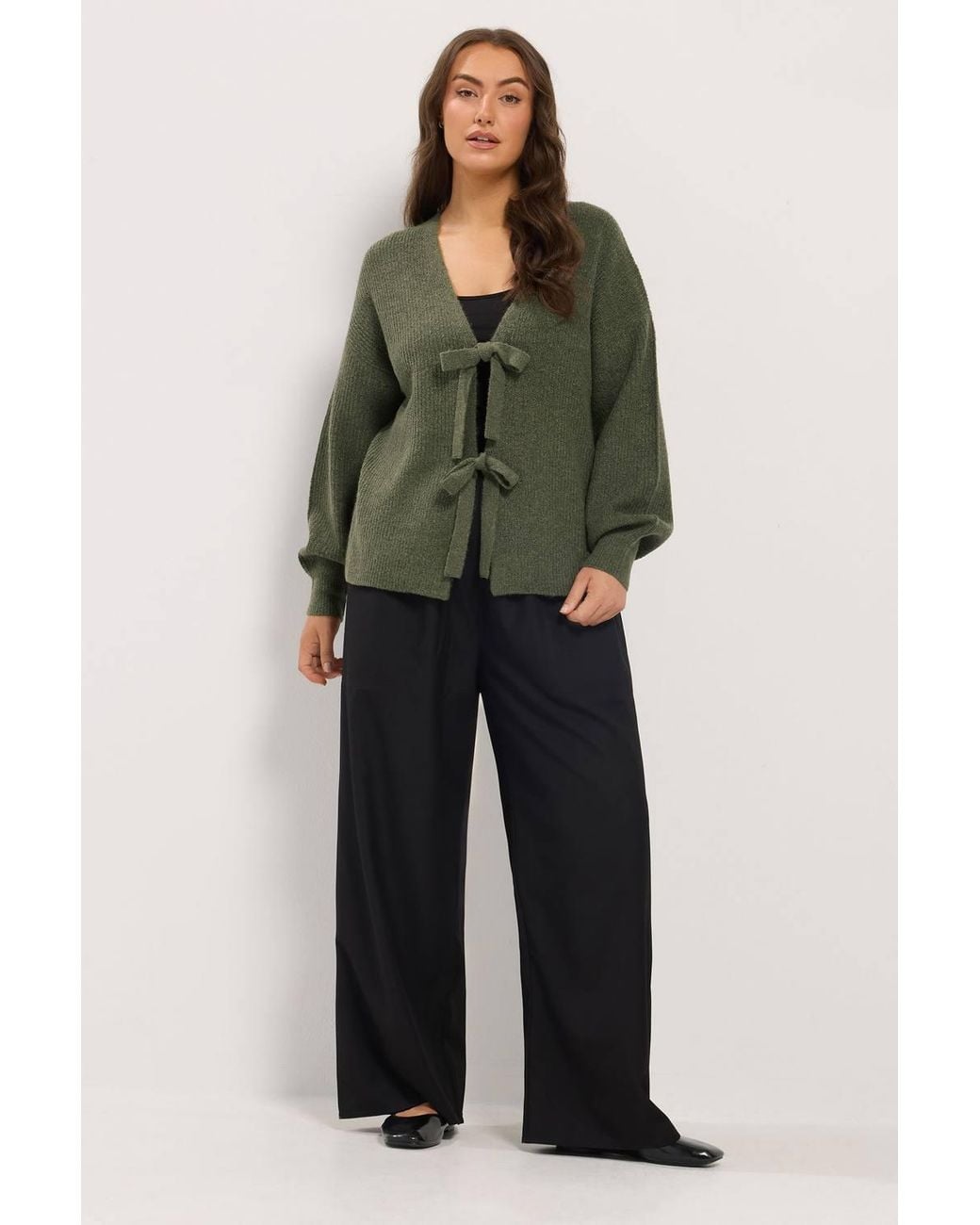 Yours Green Knitted Tie Front Cardigan