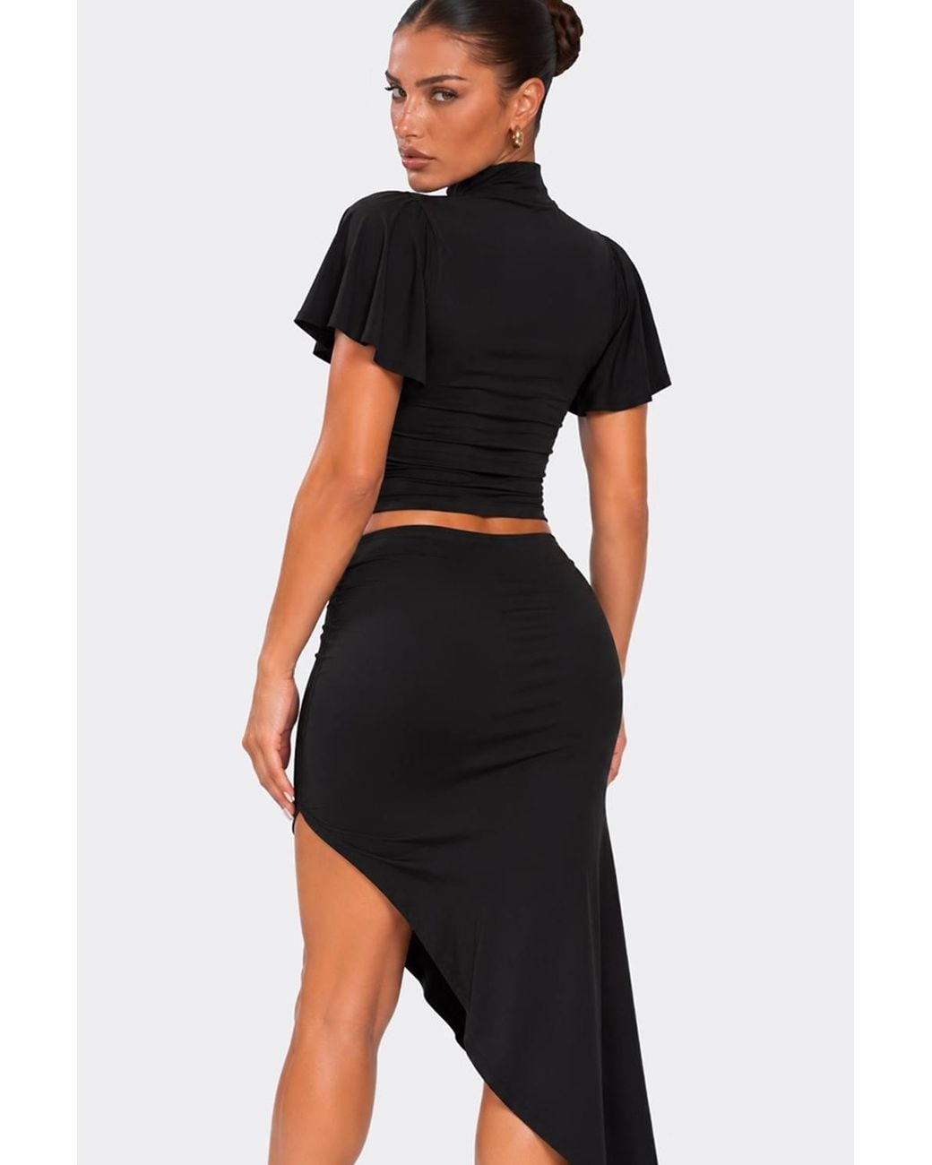 EGO Black Short Sleeve High Neck Top