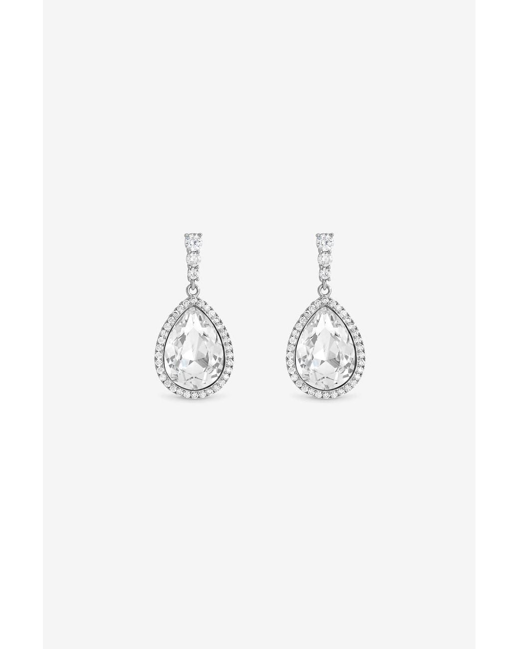 Jon Richard Metallic Rhodium Plated & Crystal Pear Drop Earrings