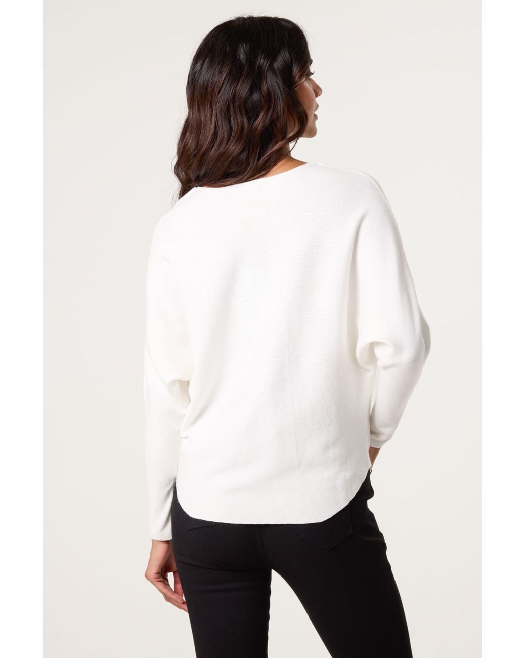 Blue Vanilla White Long Sleeve Round Neck Jumper