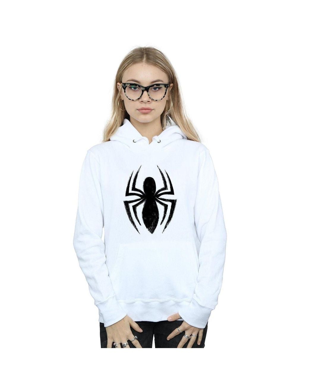 Marvel White Spider- Ultimate Spider Logo Hoodie