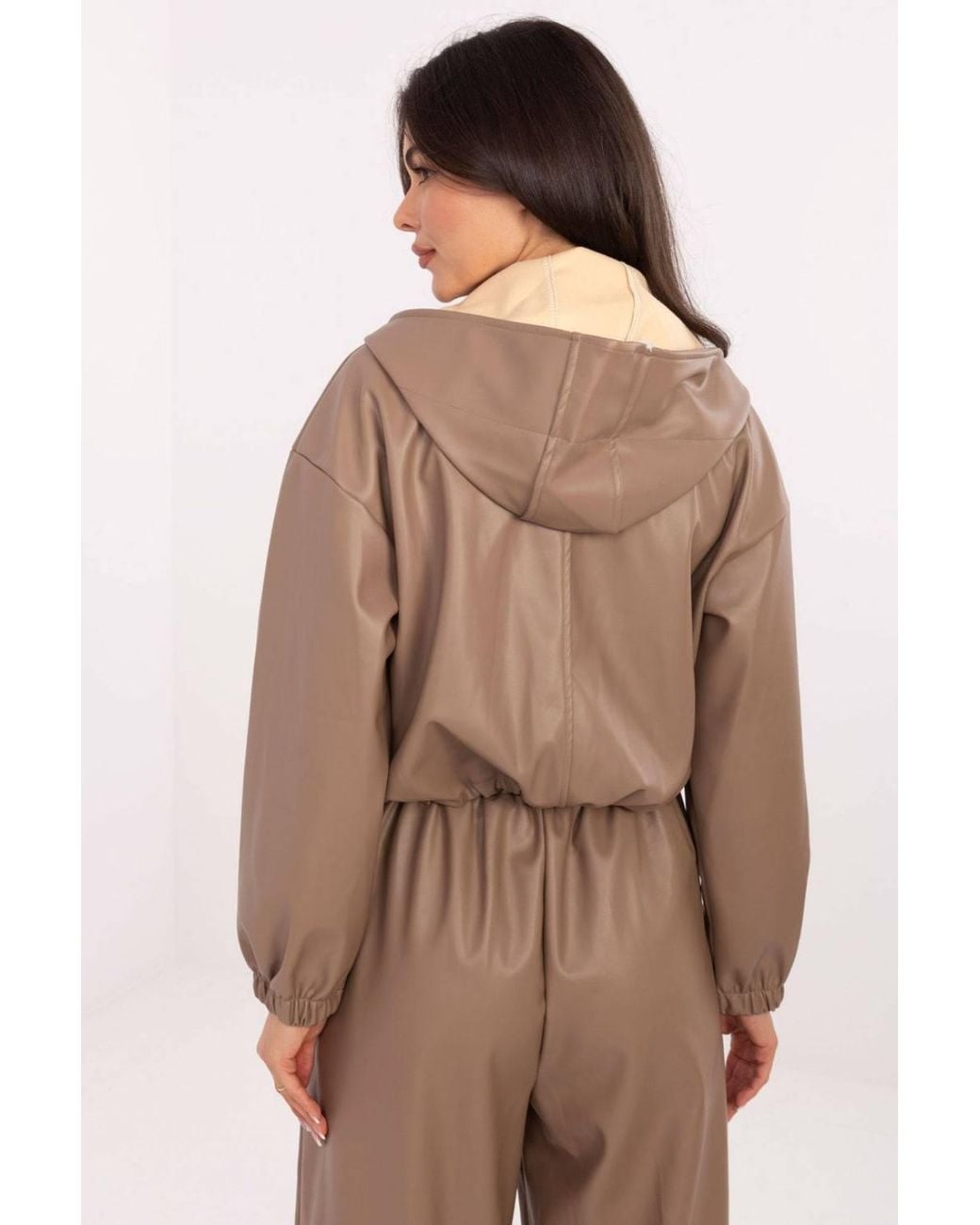 Love Lace Brown Stylish Short Zip Jacket With Flap Pockets