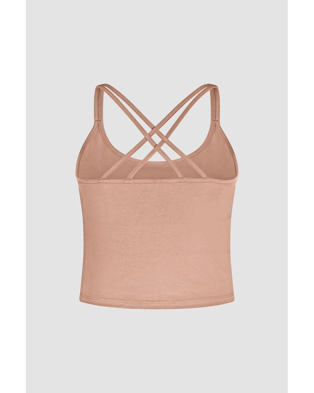 Enorsia Natural Cotton Stretch Cross Back Crop Cami Tops