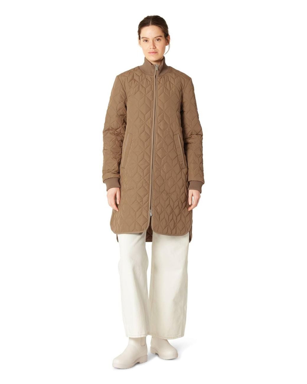 Ilse Jacobsen Natural Art Funnel Neck Quilted Mac Mocca